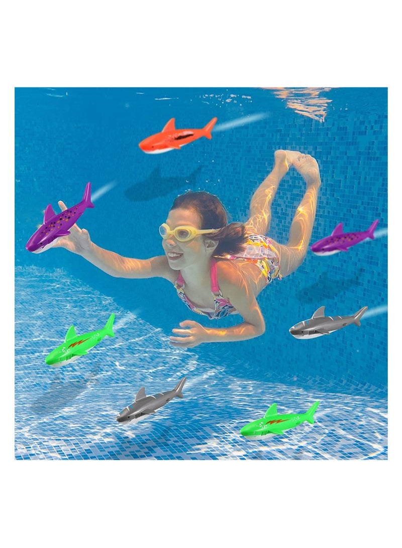 كاست ويف 20 قطعة لعبة حمام السباحة تحت الماء والسباحة والرمي والغوص والتزحلق على شكل سمكة القرش والسباحة والسباحة والصواريخ المائية الصغيرة وألعاب التدريب على الغوص لتعلم السباحة - Image 4