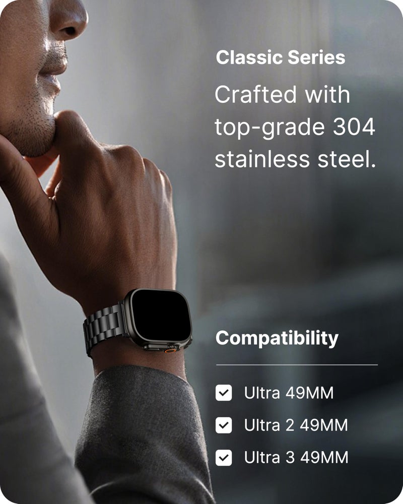 Fullmosa Metal Band Compatible with Apple Watch Bands Ultra3 2 1 49mm, Stainless Steel Strap iWatch Band with Case for Apple Watch, Black - Image 3
