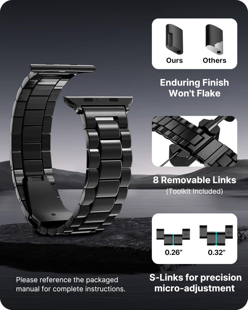 Fullmosa Metal Band Compatible with Apple Watch Bands Ultra3 2 1 49mm, Stainless Steel Strap iWatch Band with Case for Apple Watch, Black - Image 4