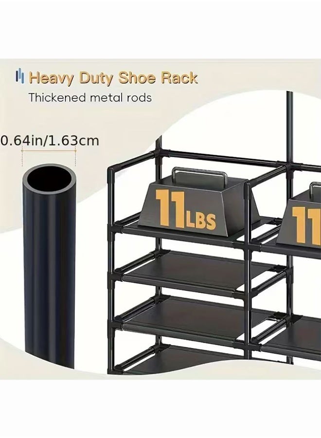 BLOOMING TIME 3-Row Multi-Functional Clothes Drying Rack, Floor-Standing Household Indoor Bedroom Student Clothes Drying Pole, Simple Hanging Rack, Coat and Hat Rack, Bottom Layer Shoe Rack, Multi-Tier Shoe Rack, Clothes Rack, Coat Rack - Image 5