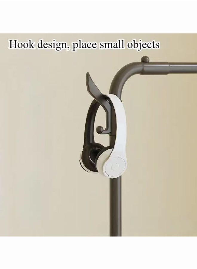 BLOOMING TIME 3-Row Multi-Functional Clothes Drying Rack, Floor-Standing Household Indoor Bedroom Student Clothes Drying Pole, Simple Hanging Rack, Coat and Hat Rack, Bottom Layer Shoe Rack, Multi-Tier Shoe Rack, Clothes Rack, Coat Rack - Image 2