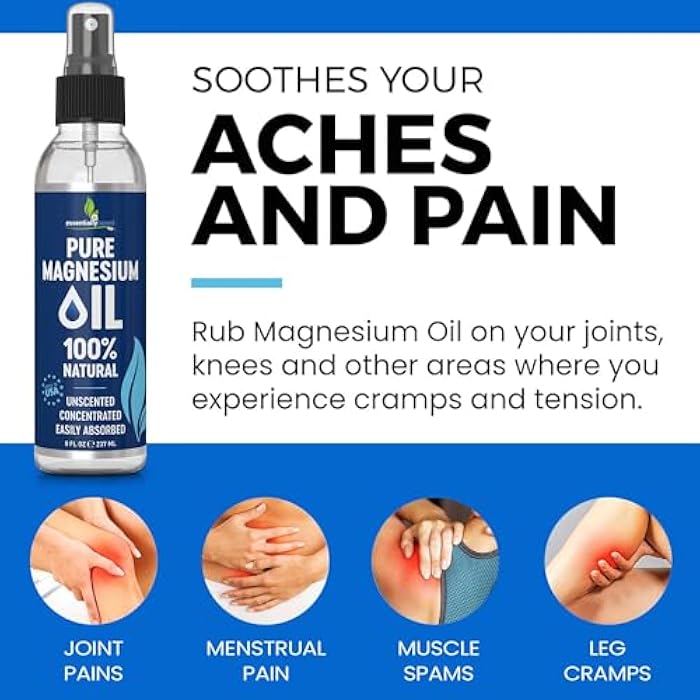 essentiallybased Pure Magnesium Oil Spray 8oz - Topical Magnesium Spray for Sleep & Feet - Extra Strength - USP Grade - 100% Natural and Organic Oil for Muscle Pain & Cramps - Less Sting - Less Itch - Made in USA - Image 3