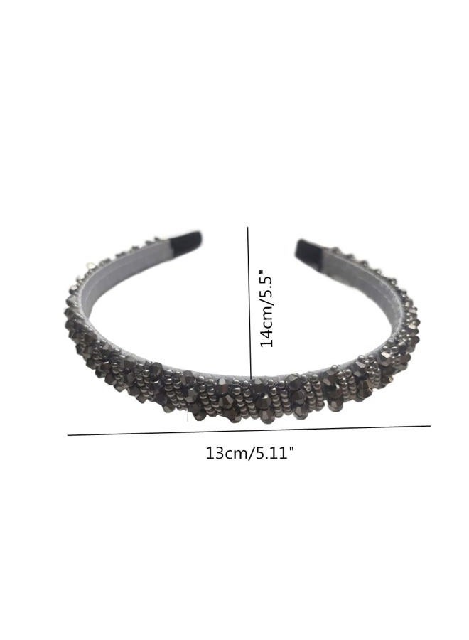 Jilukibo Fashion Sparkle 4 Rows Crystal Headbands for Women, Glitter Sparkle Rhinestone Beaded Hair Hoop Band Hair Accessories (Grey) - Image 2