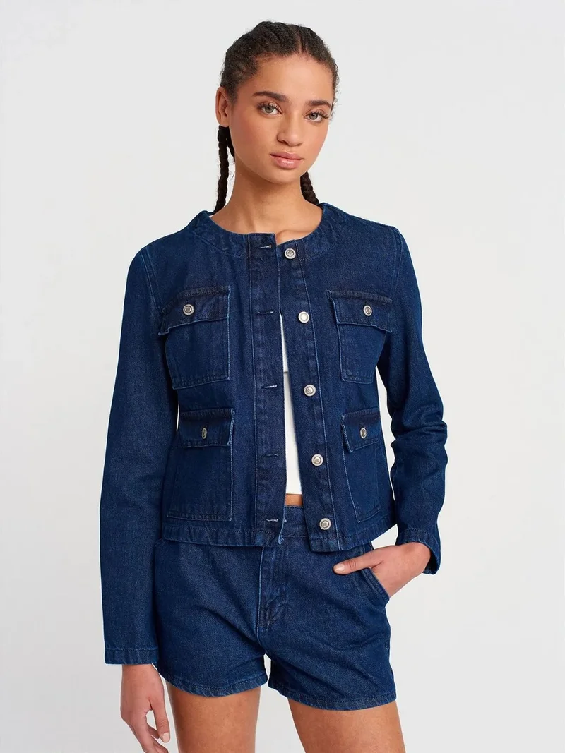 ديلفين Dilvin Women's Cotton Denim Puffer Jacket