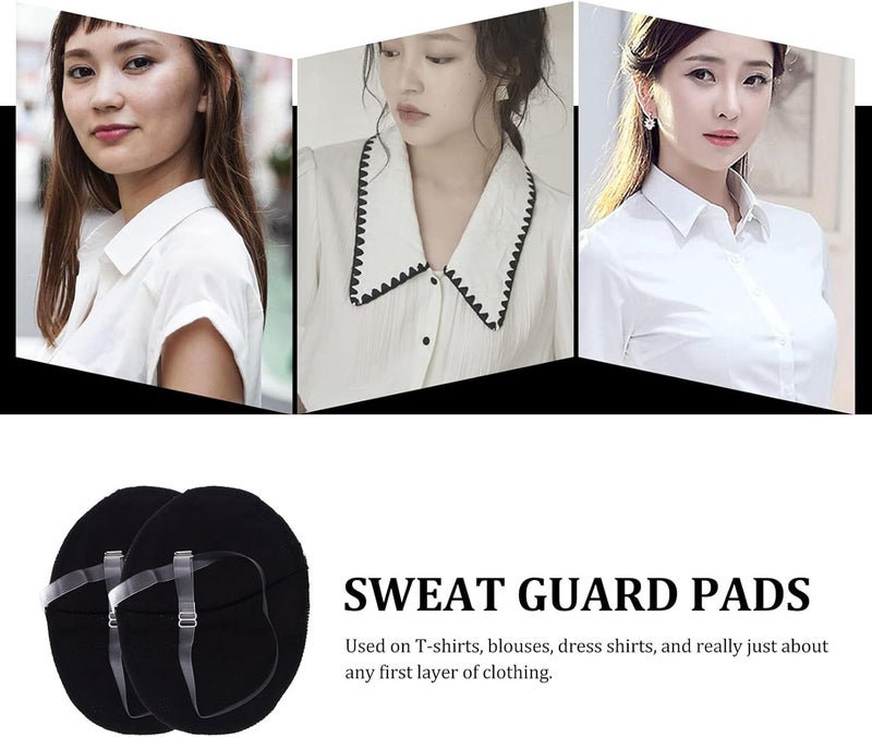 comfrt Underarm Sweat Pads 1 Pair Armpit Sweat Pads Absorbent Armpit Underarm Guard Sweat Absorbing Pads for Women Men Sports Running Jogging Black Womens - Image 3