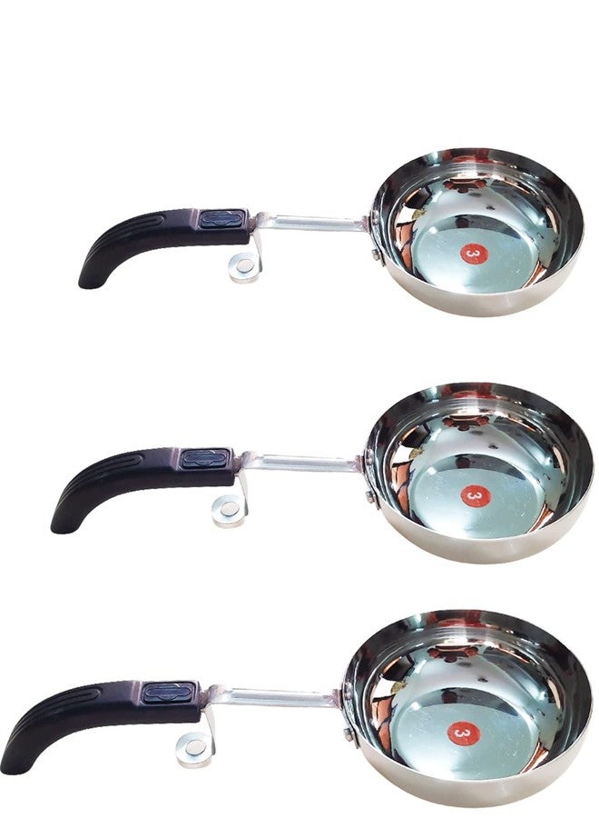 Starlinks Heavy Stainless Steel Fry Pan (Small) Vagaria Saute Pan Kadai (Induction Compatible)-3 nos | Capacity: 380ml, 200ml, 125ml |Weight:700g /Nano Size 1,2,3 - Image 1