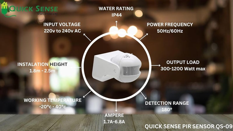 Quick Sense BS039B | PIR Motion Sensor Light Switch | 180° Infrared Wall Switch | Adjustable Delay & LUX | Indoor/Outdoor Use | Neutral Wire Required | 110–240V AC | Set of 2 - Image 5