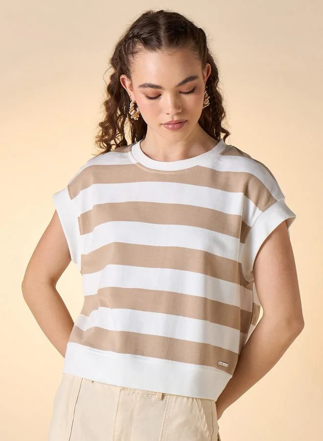 Lee Cooper Lee Cooper Striped T-shirt with Extended Sleeves