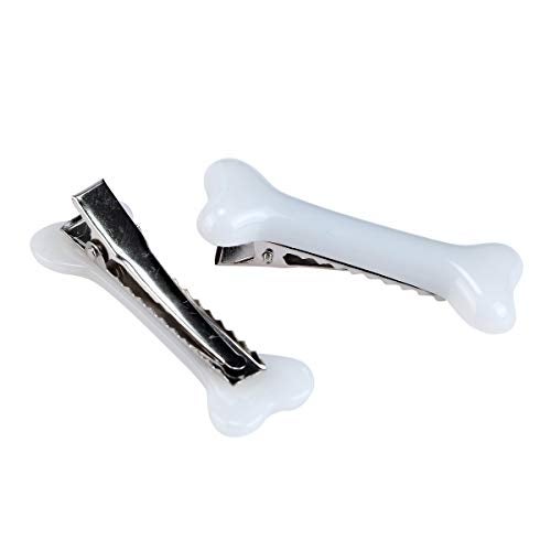 BinaryABC White Dog Bone Hair Clips Hairpins Barrette,Halloween Cosplay Party Accessories,10Pcs - Image 2