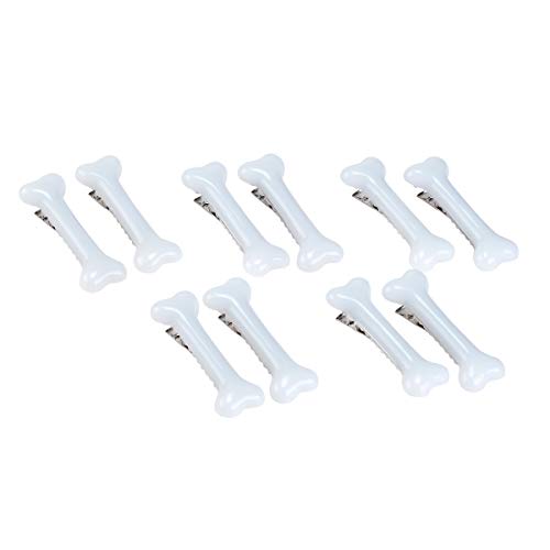 BinaryABC White Dog Bone Hair Clips Hairpins Barrette,Halloween Cosplay Party Accessories,10Pcs - Image 1