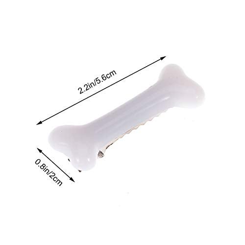 BinaryABC White Dog Bone Hair Clips Hairpins Barrette,Halloween Cosplay Party Accessories,10Pcs - Image 3