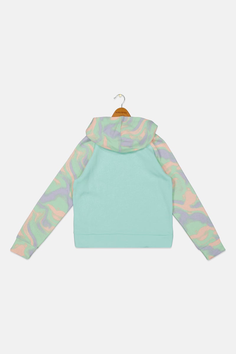 Hurley Kids Girl Sportswear Fit Long Sleeve Training Sweatshirt, Turquoise - Image 2