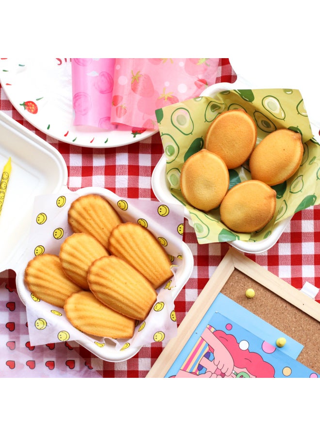 Baking Oil Paper Korean Plaid Smiley Oil Paper Fruit Strawberry Peach Picnic Trimmage Simple Meal Lunch Pad Paper-Specifications:Yellow Smiling Face-about 50 Sheets Of Oil Paper - Image 4