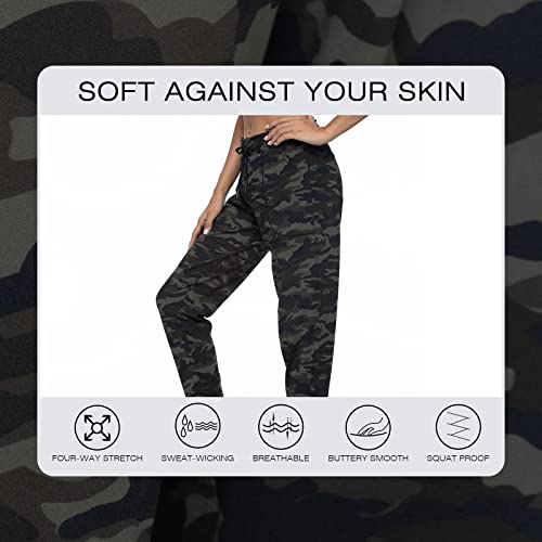 Haowind Joggers for Women with Pockets Elastic Waist Workout Sport Gym Pants Comfy Lounge Yoga Running Pants(Green Camo XL) - Image 3