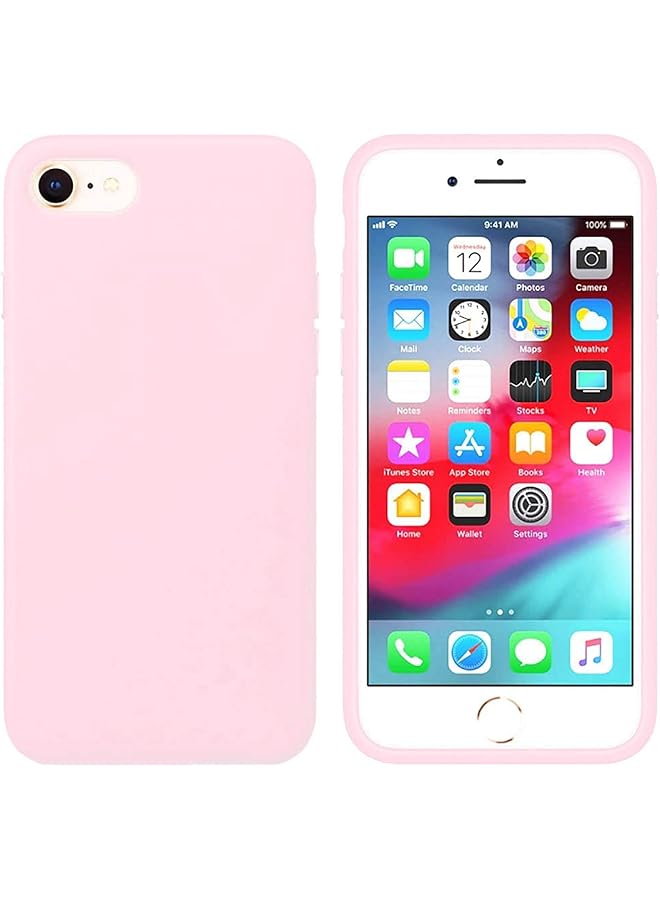 غطاء TPU مرن بلاستيكي غير لامع لهاتف آيفون 7 8 Se 2020 وردي فاتح