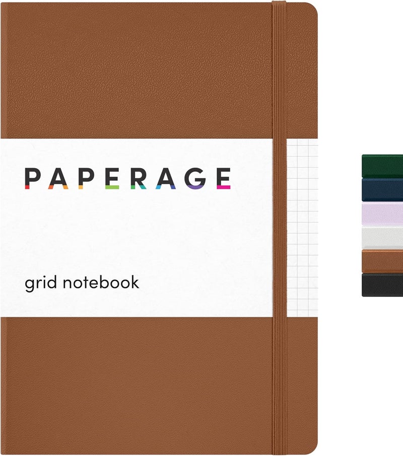 ببرج دفتر يوميات PAPERAGE فارغ، (أسود)، 160 صفحة، مقاس متوسط 5.7 بوصة × 8 بوصة - ورق سميك 100 جرام، غلاف صلب - Image 1