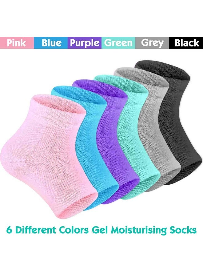 selizo Selizo 6 Pairs Heel Moisturizing Socks Open Toe Socks Cracked Gel Heel Socks Foot Toeless Heel Repair Socks for Women Dry Hard Cracked Feet, 6 Colors - Image 2