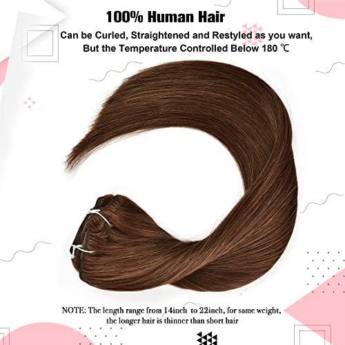 Senmy Remy Brown Clip in Hair Extensions Human Hair 120g 7Pcs Medium Brown Silky Straight Human Hair Clip in Hair Extension 22 Inch Human Hair Extensions Clip ins - Image 5