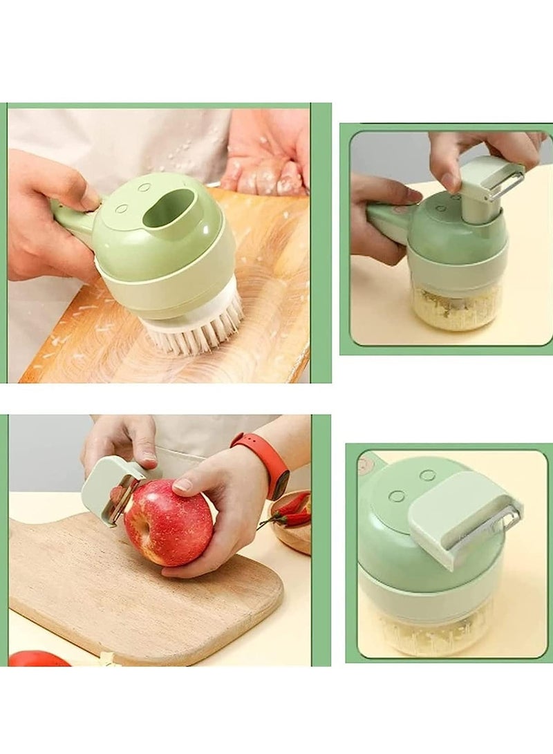 4 in 1 Handheld Electric Vegetable Cutter Set, Portable Mini Wireless Food Processor with Brush, Gatling Vegetable Cutter Electric Garlic Chopper for Garlic Pepper Chili Onion Celery Ginger Meat - Image 5