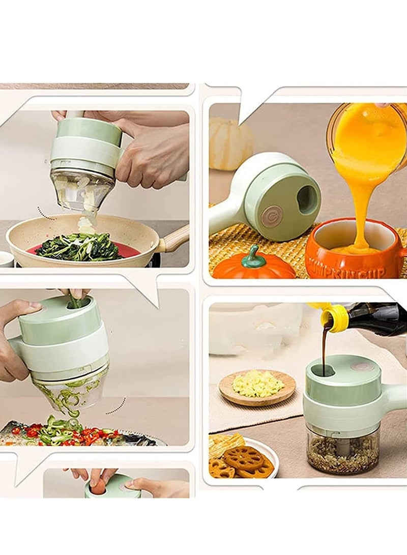 4 in 1 Handheld Electric Vegetable Cutter Set, Portable Mini Wireless Food Processor with Brush, Gatling Vegetable Cutter Electric Garlic Chopper for Garlic Pepper Chili Onion Celery Ginger Meat - Image 4
