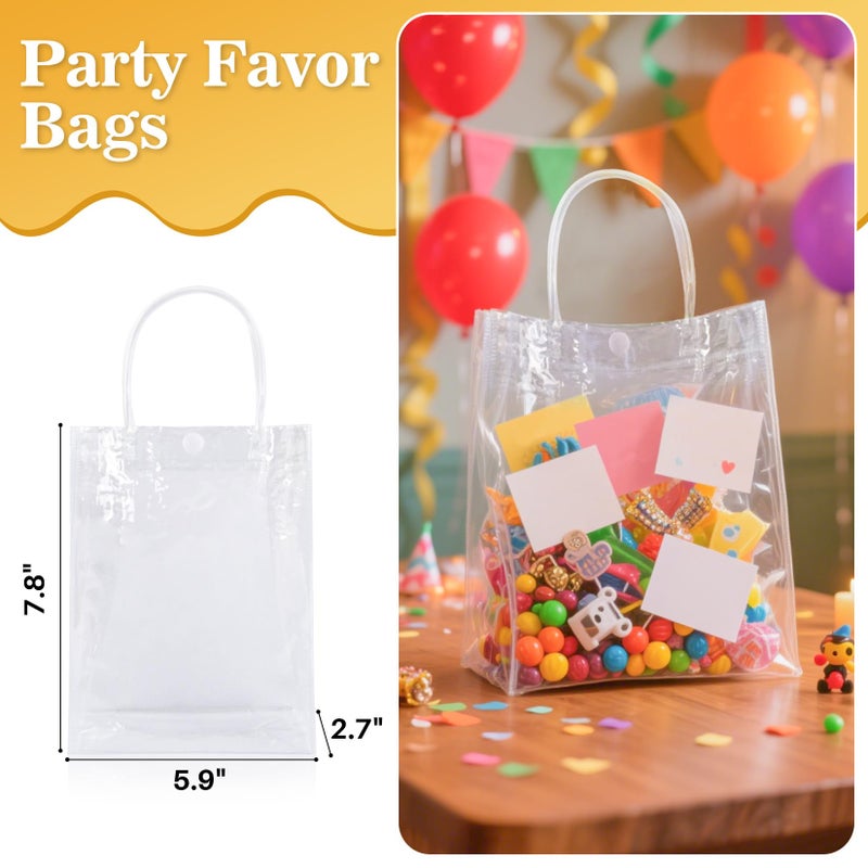 MAQIHAN 10 PCS Clear Bags for Gift - PVC Goodie Bag with Handles Reusable Transparent Plastic Shopping Totes for Christmas Easter Valentine Wedding and Birthday(Medium Size 5.9 x 7.8 Inch) - Image 3