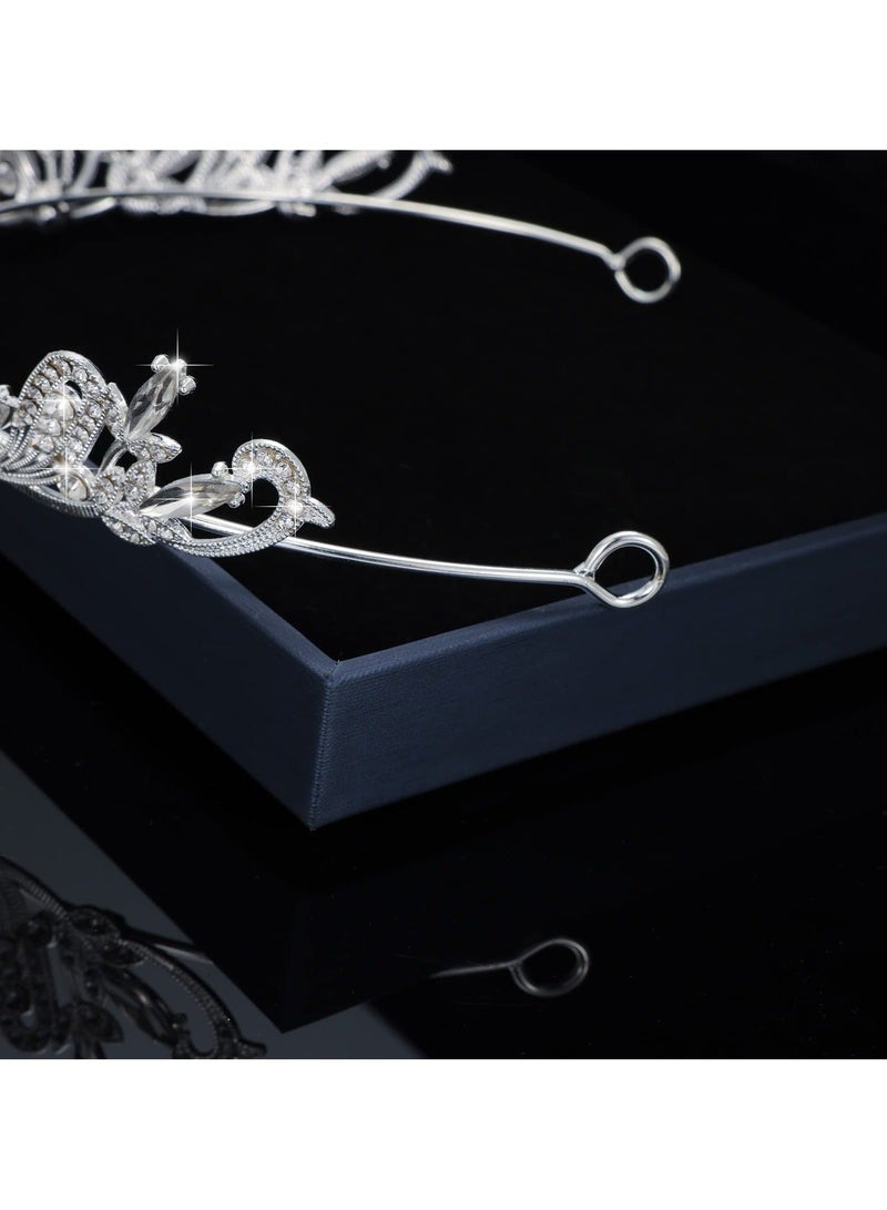 Loquat Crystal Crowns and Tiaras Headband Wedding for Women Tiara Princess Crown Set With Diamonds Girls Birthday Party Prom More Silver - Image 3