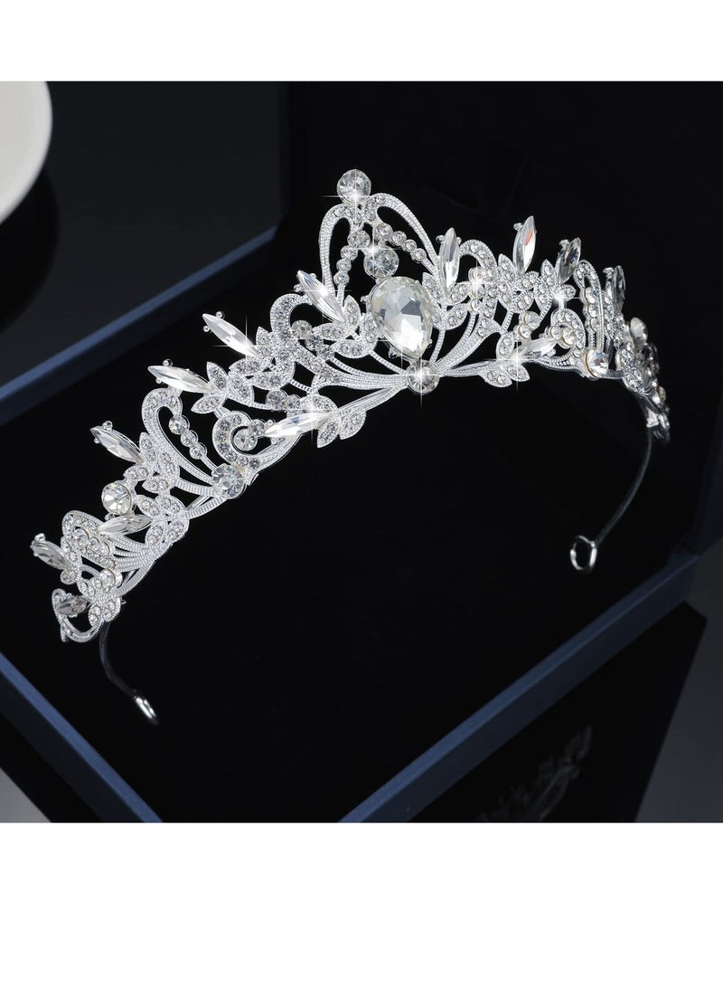 Loquat Crystal Crowns and Tiaras Headband Wedding for Women Tiara Princess Crown Set With Diamonds Girls Birthday Party Prom More Silver - Image 2