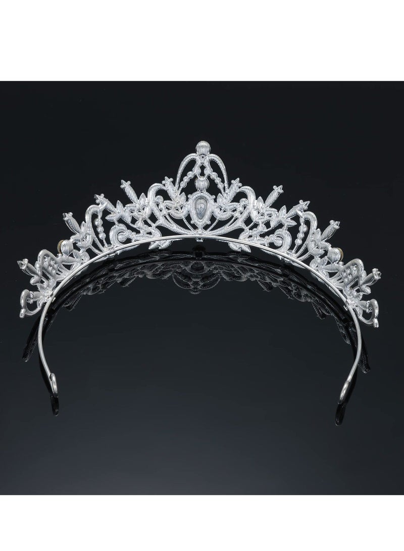 Loquat Crystal Crowns and Tiaras Headband Wedding for Women Tiara Princess Crown Set With Diamonds Girls Birthday Party Prom More Silver - Image 4