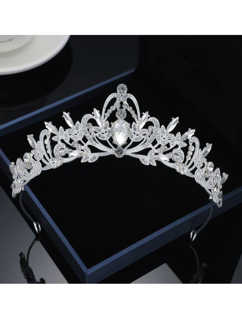 Loquat Crystal Crowns and Tiaras Headband Wedding for Women Tiara Princess Crown Set With Diamonds Girls Birthday Party Prom More Silver - Image 1