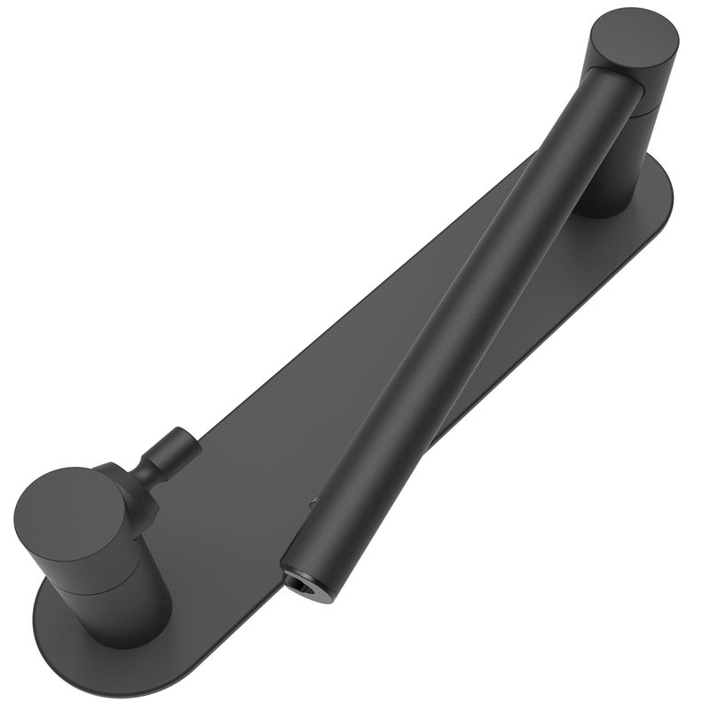 WZRUA Adhesive Toilet Paper Holder Matte Black Double Post Pivoting Bathroom Toilet Tissue Holder Roll Holder Stick On No Drilling Stainless Steel and Zinc Alloy - Image 1