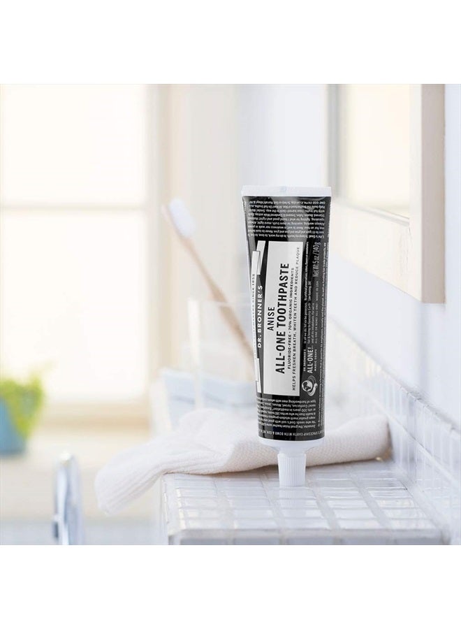 Dr. Bronner's معجون أسنان أول-واحد (يانسون، 5 أونصات، 3 عبوات) - 70% مكونات عضوية، طبيعي وفعال، خالي من الفلورايد، خالي من SLS، يساعد على إنعاش النفس، تقليل البلاك، تبييض الأسنان، نباتي - Image 3