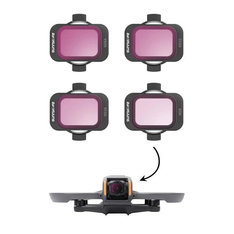 GetZget Nd Filters 4 in 1 Set Compatible with DJI Avata 2 German Optical Glass ND8/16/32/64 Lens Filter Sunnylife (4 in 1 Set(ND)) - Image 1