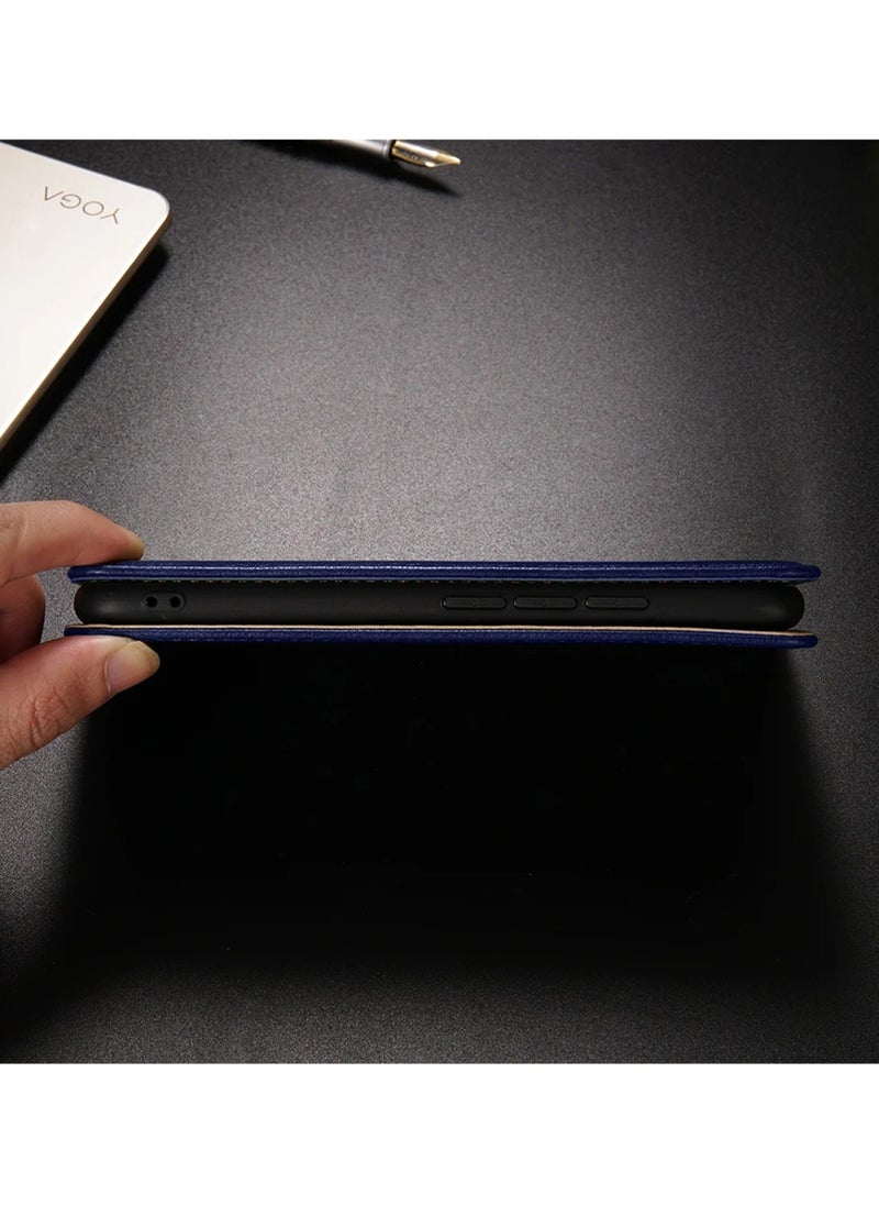 Lishen - Stylish Premium Leather Magnetic Closure Flip Stand Case Cover for Samsung Galaxy S24 Ultra – Navy Blue - Image 1