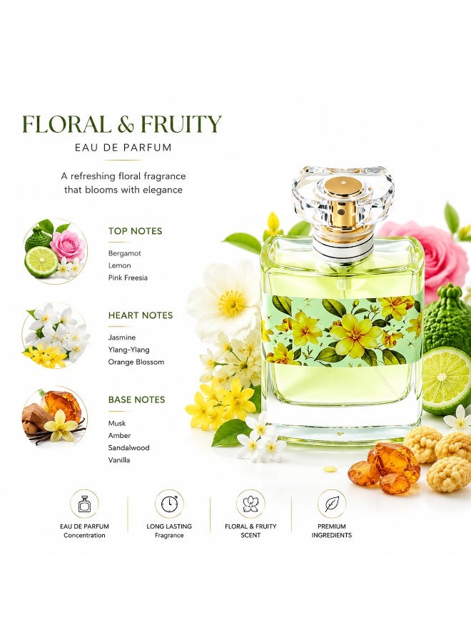 عطر نسائي زهري فاكهي أو دو بارفان 50 مل – رائحة تدوم طويلاً، أنيق ومنعش للاستخدام اليومي والمناسبات والهدايا - Image 2