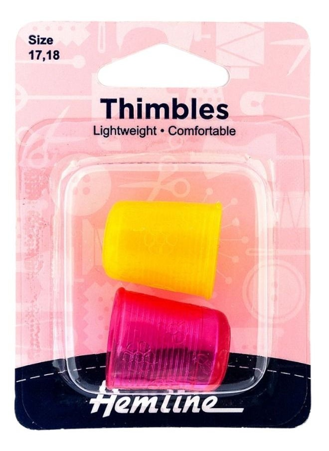 Hemline - 2-Piece Flexible Rubber Thimbles For Hand Sewing Two Sizes 17 And 18 Needle Worker Uses - Image 1