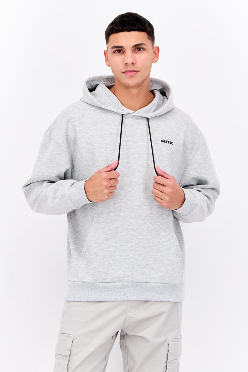 RBX Men Sportswear Fit Brand Logo Outdoor Hoodie, Light Grey Heather - Image 1