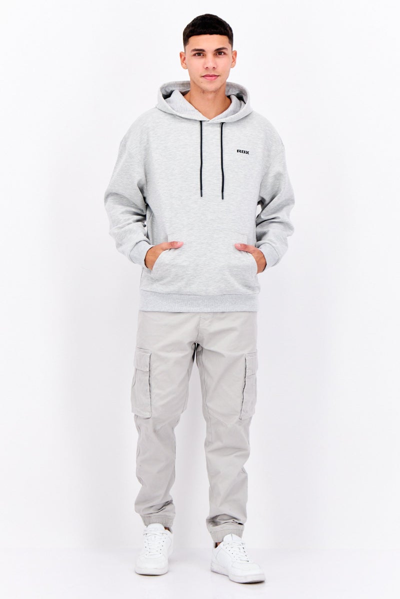 RBX Men Sportswear Fit Brand Logo Outdoor Hoodie, Light Grey Heather - Image 4
