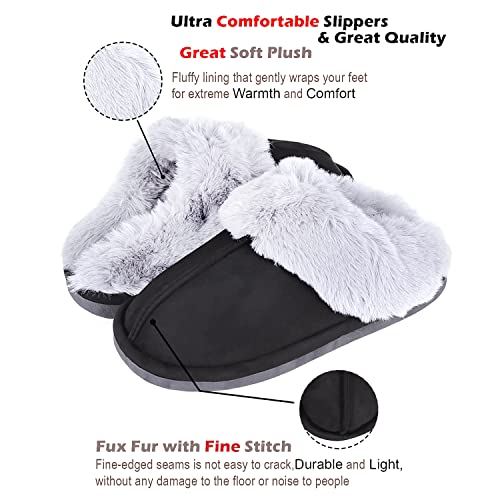 DOCOSS Unisex Warm Winter Indoor Shoes/ Slippers /Home Bedroom (Black), 4 UK - Image 5