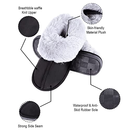 DOCOSS Unisex Warm Winter Indoor Shoes/ Slippers /Home Bedroom (Black), 4 UK - Image 4