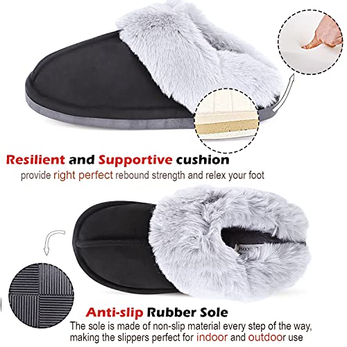 DOCOSS Unisex Warm Winter Indoor Shoes/ Slippers /Home Bedroom (Black), 4 UK - Image 2