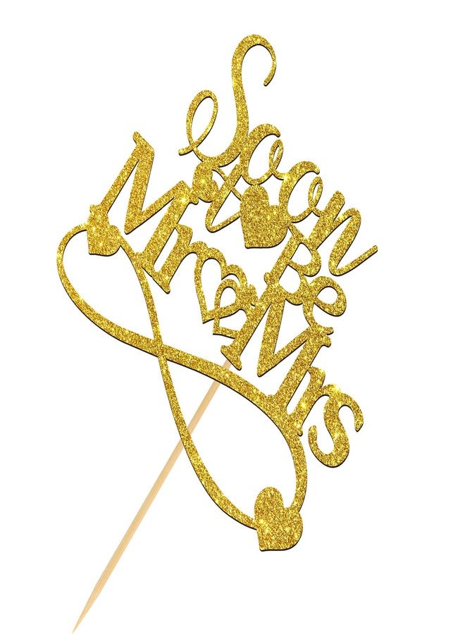 Helewilk Soon to Be Mr & Mrs Cake Topper for Wedding, Golden Glitter Bride Shower Cake Decoratin for Bride and Groom, Just Married, Engagement/Wedding Party Supplies - Image 2