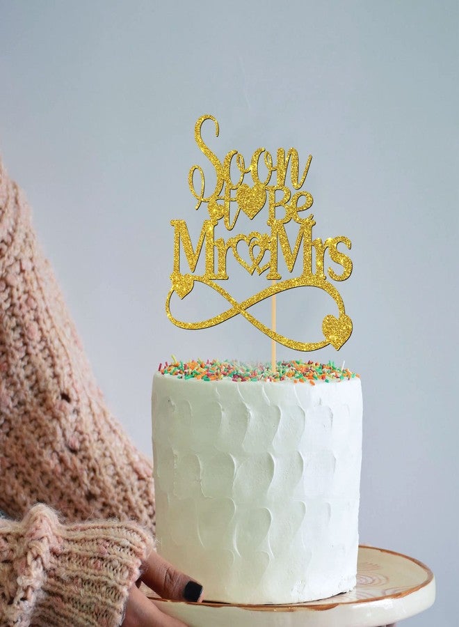 Helewilk Soon to Be Mr & Mrs Cake Topper for Wedding, Golden Glitter Bride Shower Cake Decoratin for Bride and Groom, Just Married, Engagement/Wedding Party Supplies - Image 4