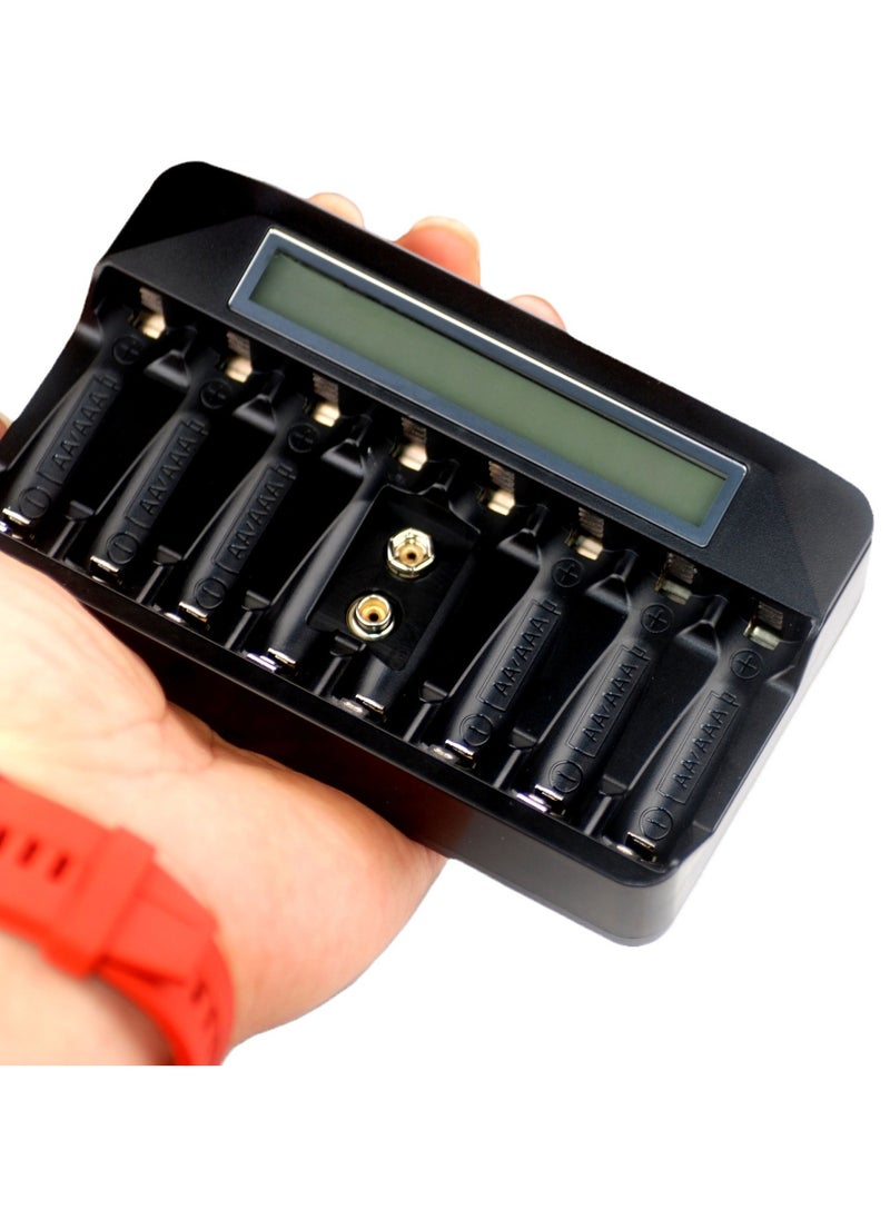 Beauenty - AC100-240 USB 8-Slot Multi-Function Intelligent LCD Display Fast Charging Charger For DC1.2V2A 5/7 Rechargeable Batteries - Image 1