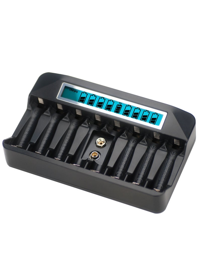 Beauenty - AC100-240 USB 8-Slot Multi-Function Intelligent LCD Display Fast Charging Charger For DC1.2V2A 5/7 Rechargeable Batteries - Image 1