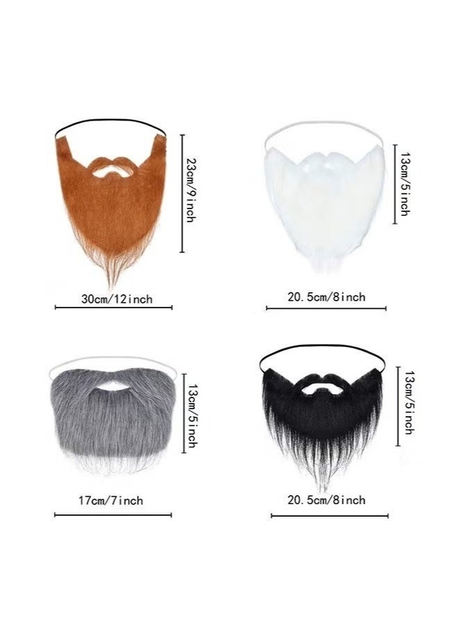 LIVQORA 4 Pcs Fake Mustache Set for Kids & Adults, Costume Facial Hair Beard for Party, Theater, Makeup & Entertainment - Image 2