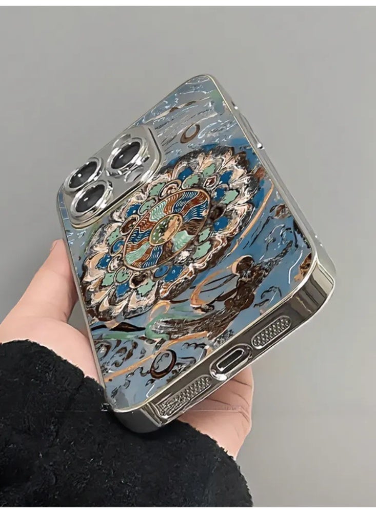 Dunhuang Lotus Feitian Phone Case, Silicone Shockproof Cover for iPhone 15/16 Pro - Image 2