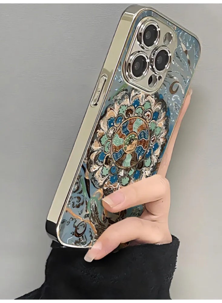 Dunhuang Lotus Feitian Phone Case, Silicone Shockproof Cover for iPhone 15/16 Pro - Image 1