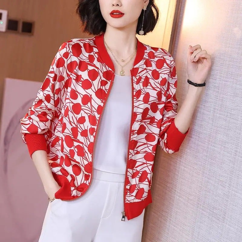 2024 Summer New Large Size Loose Fit Jacket Cardigan Top Short Jacket Trendy Printing Sun Protection Baseball Uniform For Women 3067# 