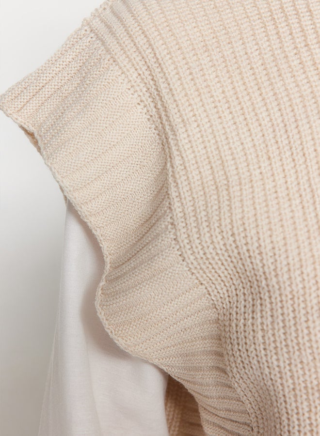 trendyol Stone Color Crop Crew Neck Sweater - Image 2