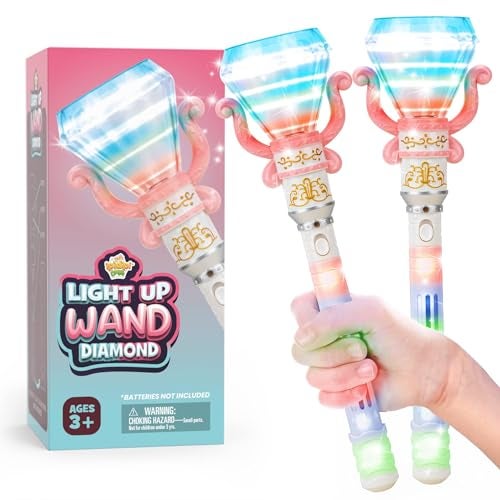 IPIDIPI TOYS Spinning Light Up Magic Wands for Kids Pack of 2 Pretend Play Fairy Magic Wand Christmas Stocking Stuffers Light Up Toys Party Favors Goodie Bag for Girls - Image 1